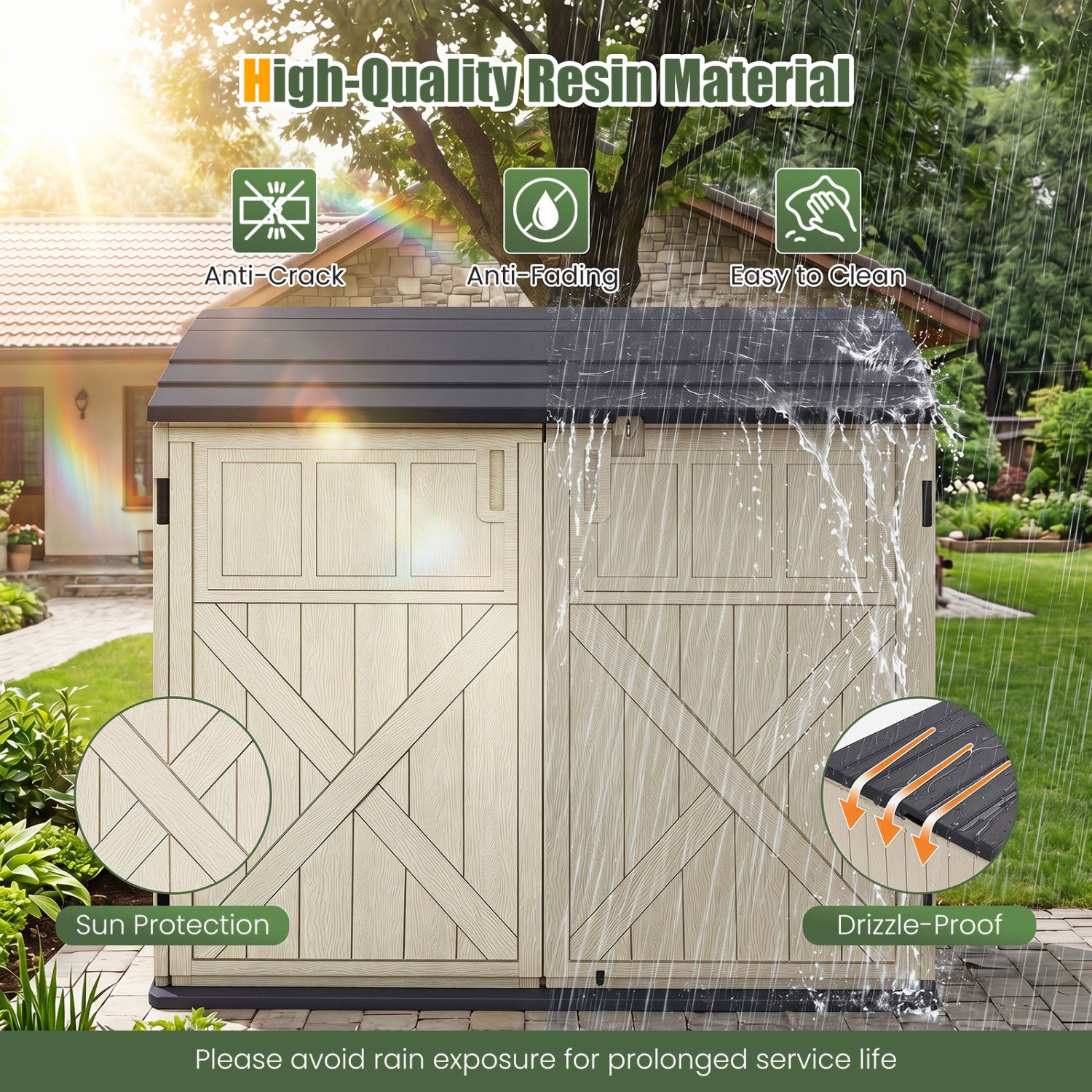 20 Cu.Ft Horizontal Resin Storage Shed, Beige Sheds & Outdoor Storage at Gallery Canada