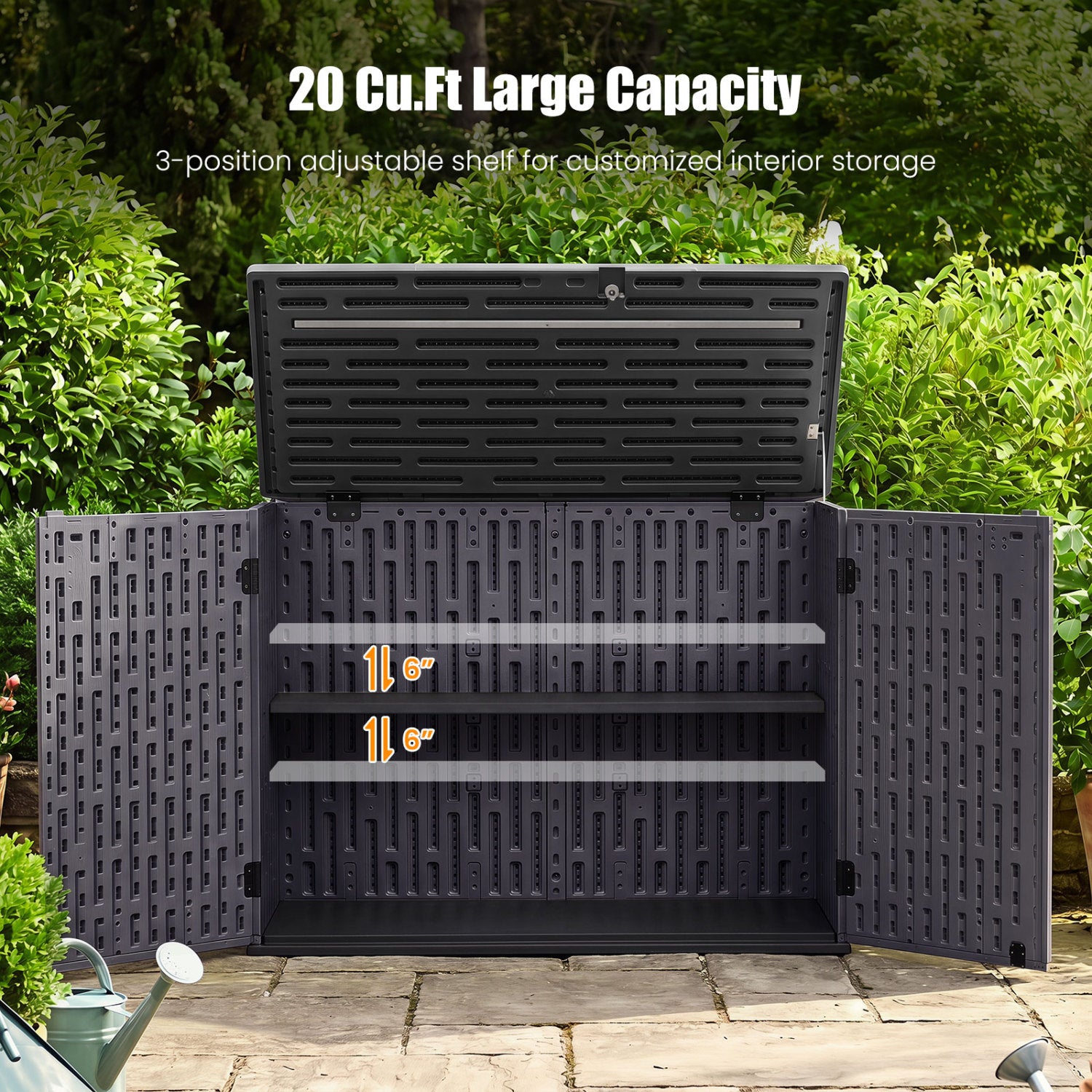 20 Cu.Ft Horizontal Resin Storage Shed with Adjustable Shelf, Brown Sheds & Outdoor Storage at Gallery Canada