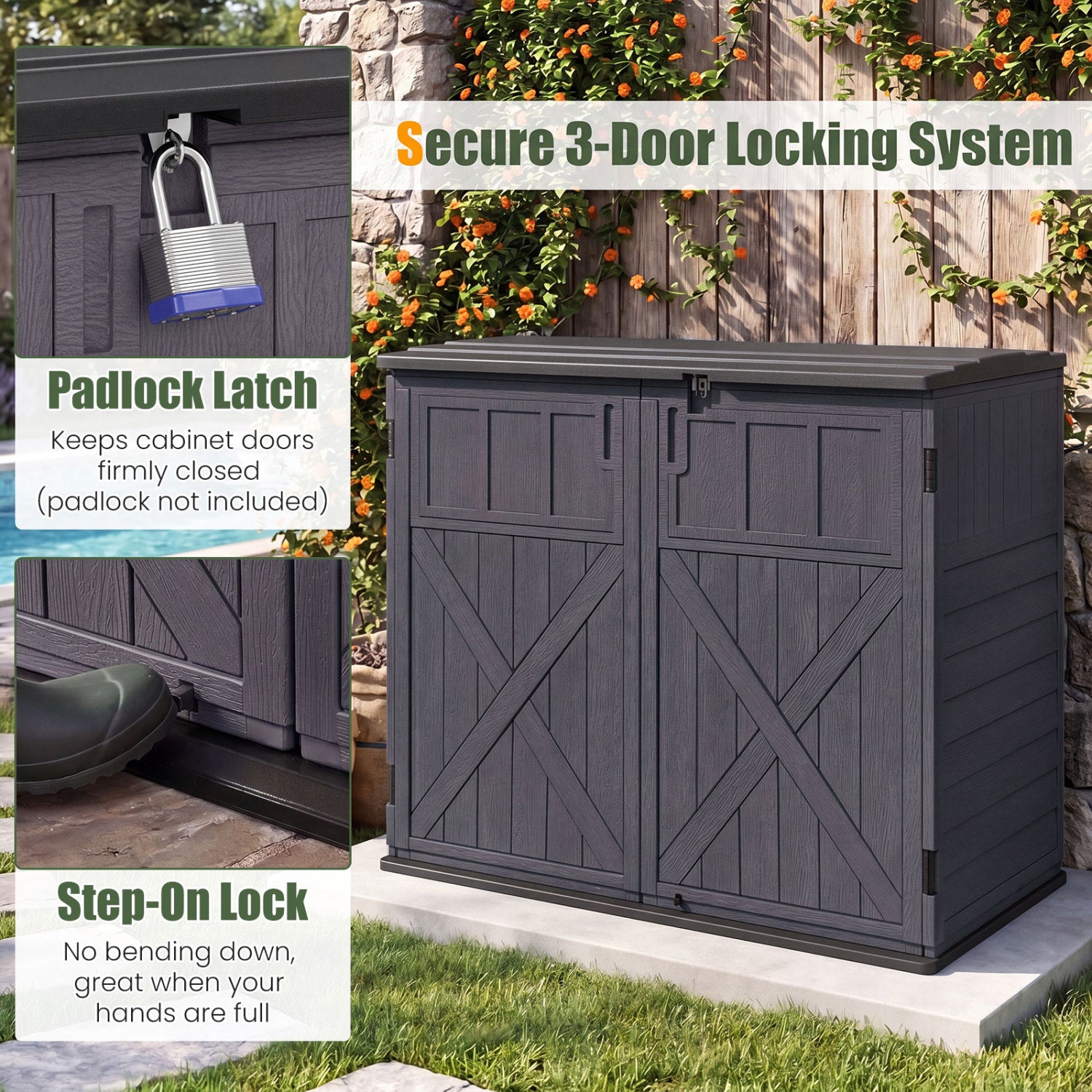 20 Cu.Ft Horizontal Resin Storage Shed with Adjustable Shelf, Brown Sheds & Outdoor Storage at Gallery Canada