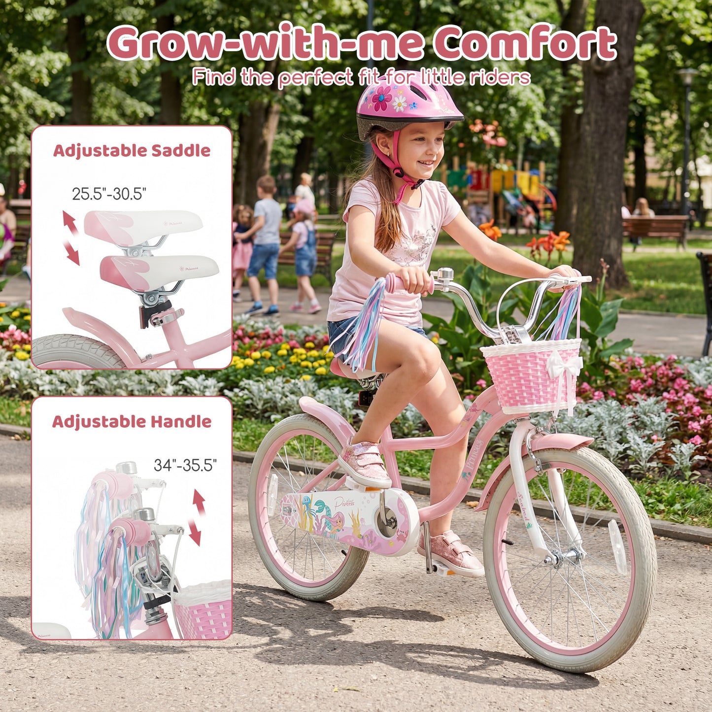 20 Inch Kids Bike, Adjustable, Princess Of The Sea Theme, Pink Kids Bike at Gallery Canada
