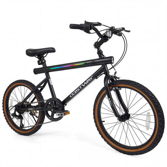 20 Inch LED Cycling Bike With Speakers, Ambient Lights, Black Kids Bike Black at Gallery Canada