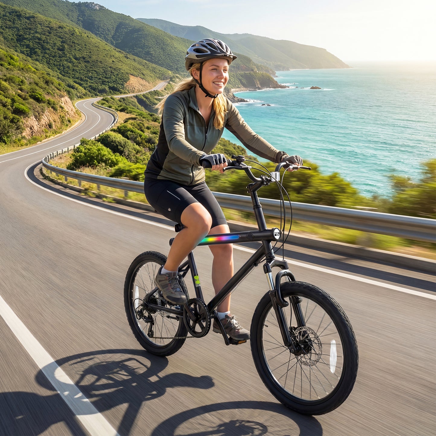 20 Inch Mountain Bike, LED Lights, 6-Speed Shimano, Black Kids Bike at Gallery Canada