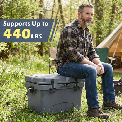 20 Quart Portable Hard Cooler, Built-In Ruler And Bottle, Gray Coolers at Gallery Canada