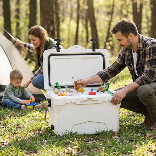 20 Quart Portable Hard Cooler, Built-In Ruler And Bottle, White Coolers White at Gallery Canada