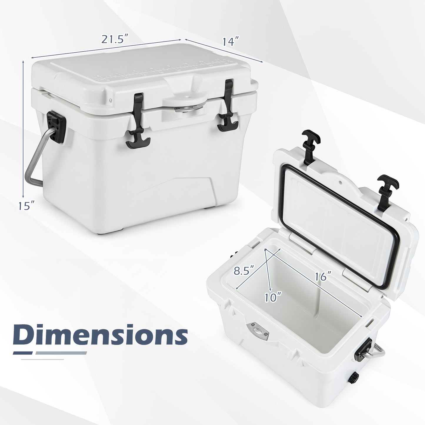 20 Quart Portable Hard Cooler, Built-In Ruler And Bottle, White Coolers at Gallery Canada