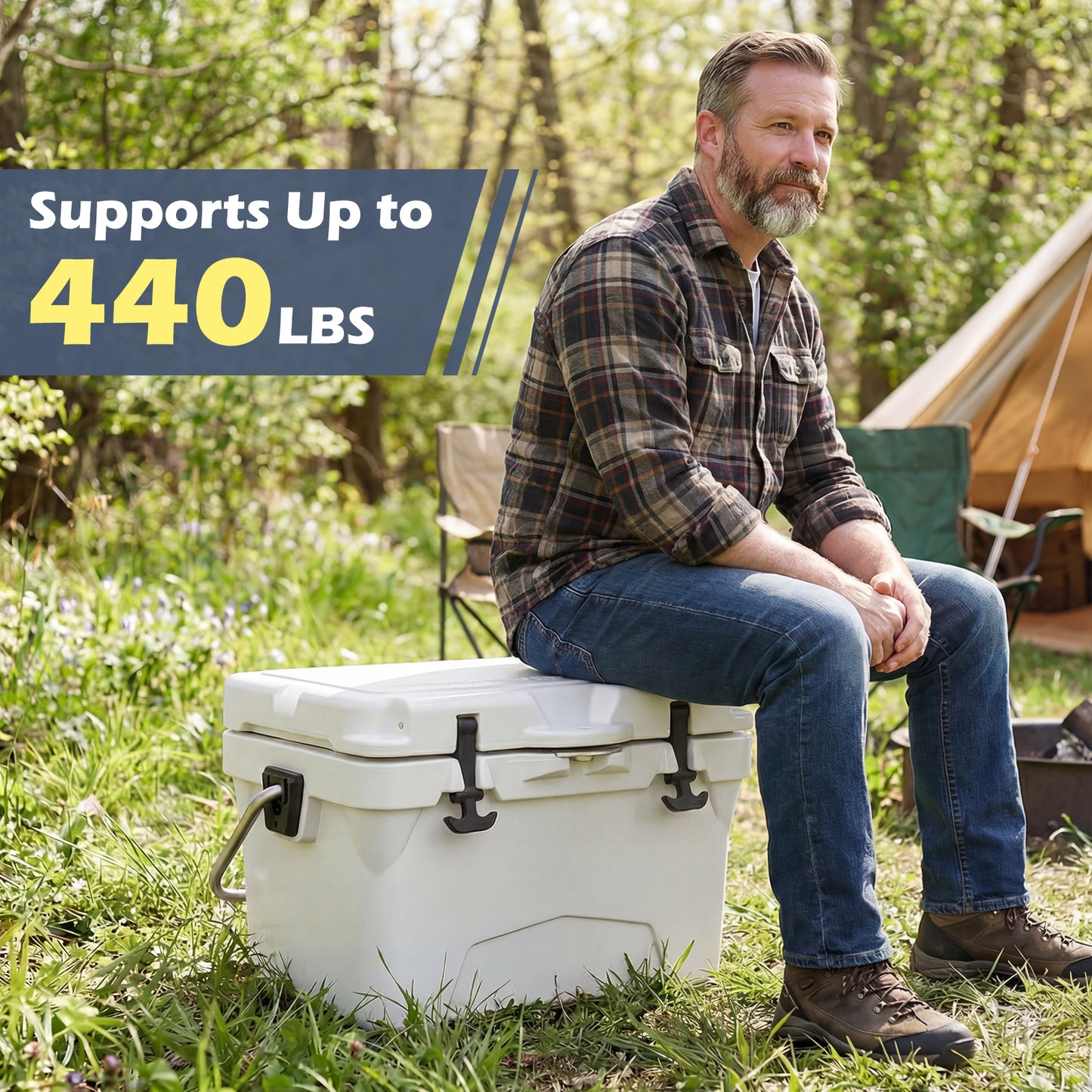 20 Quart Portable Hard Cooler, Built-In Ruler And Bottle, White Coolers at Gallery Canada