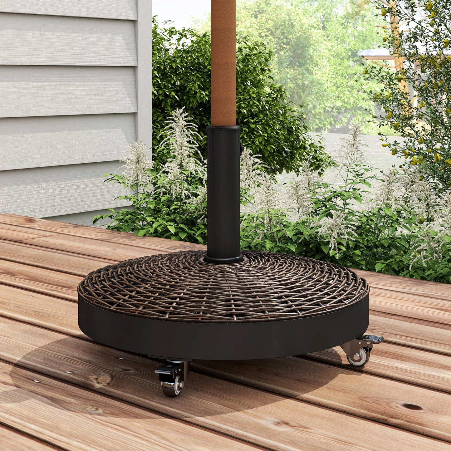 20.5" Round Parasol Base, Resin Umbrella Stand, Outdoor, Bronze Umbrella Bases at Gallery Canada
