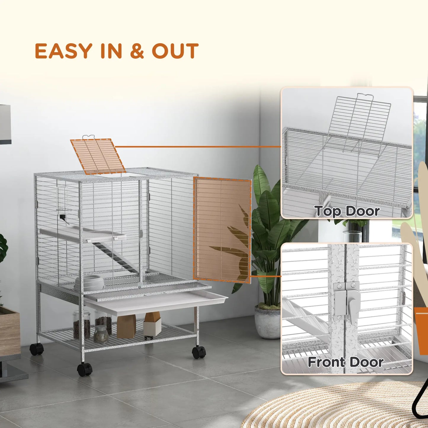 Small Animal Cage 34"H, Removable Tray, Storage Shelf, Light Grey Houses & Habitats at Gallery Canada