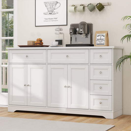 Buffet Sideboard 59" Coffee Bar Console Table, White Sideboards Cabinets & Buffets White at Gallery Canada