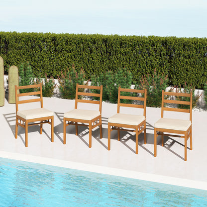 Outdoor Wooden Dining Chair Set, 4 Chairs, White Patio Dining Chairs at Gallery Canada