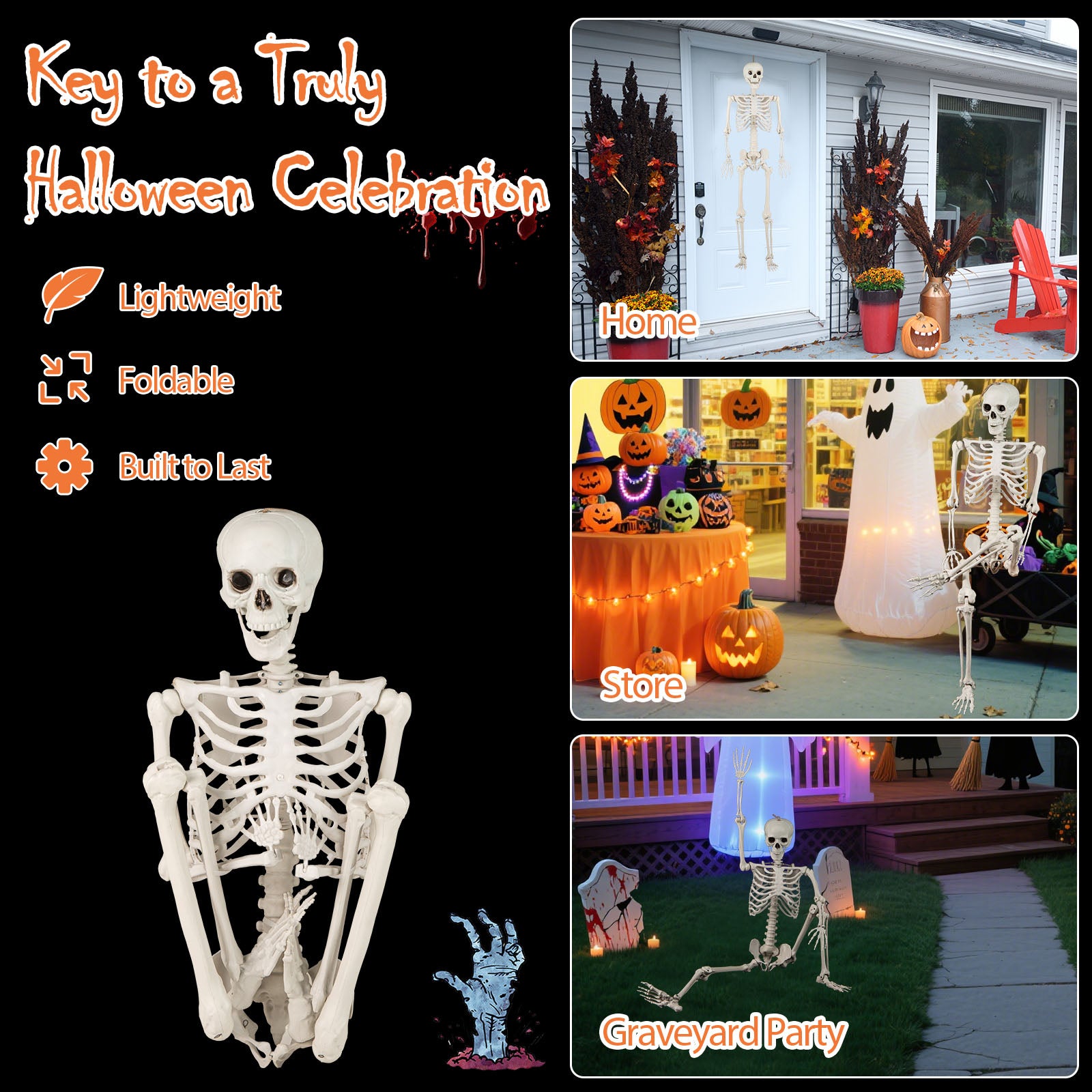 5.4 Ft Halloween Skeleton Decoration, White Halloween at Gallery Canada