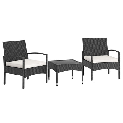 3-Piece Patio Furniture Set, Rattan Bistro Chairs With Table, Beige Patio Conversation Sets at Gallery Canada