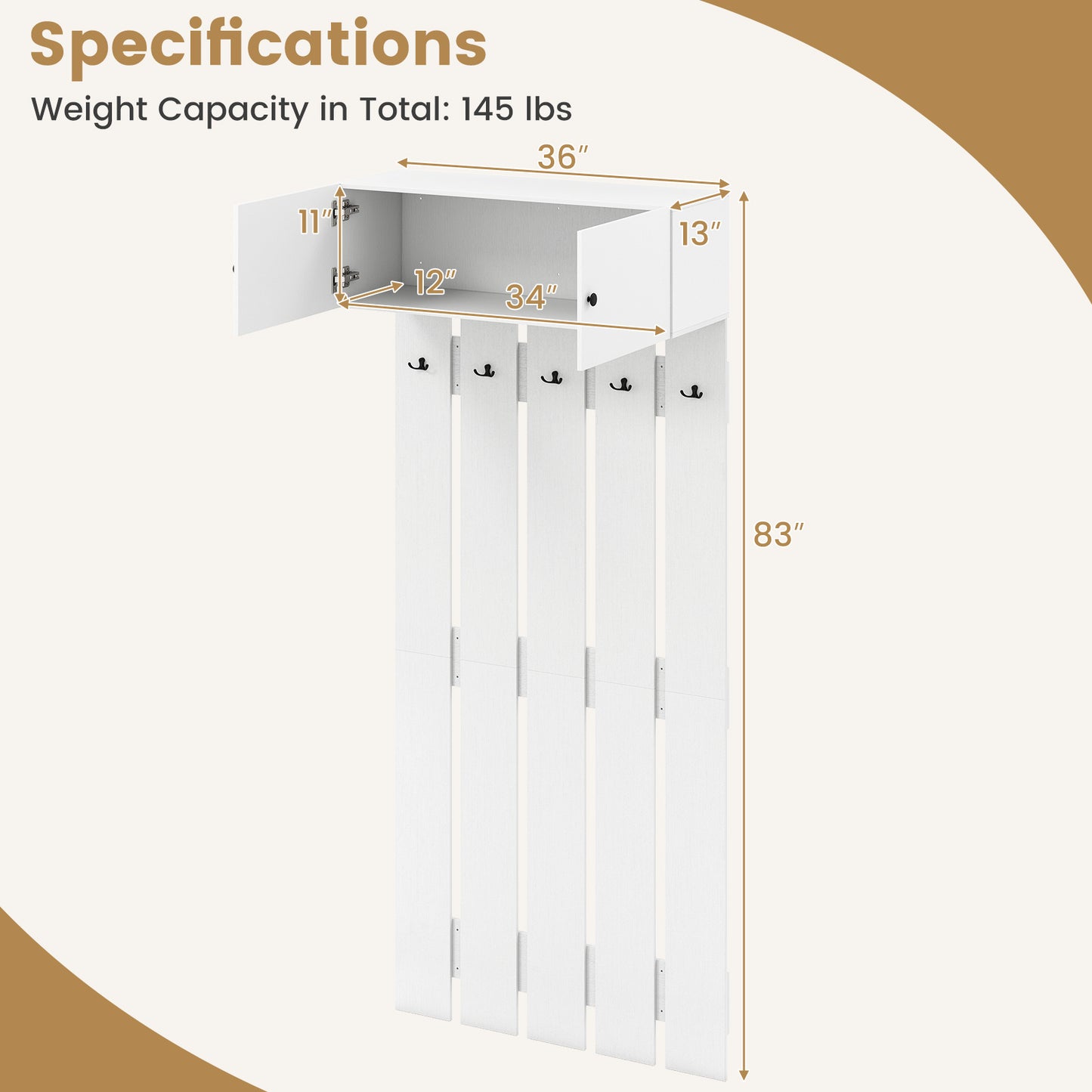 Wall Mounted Coat Rack, White Coat Racks & Hall Trees at Gallery Canada