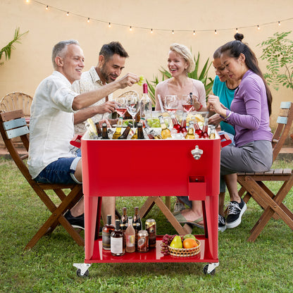 Portable Patio Cooler With Storage Shelf, Bottle Opener, Red Coolers at Gallery Canada