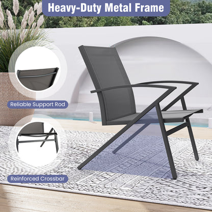 Patio Chairs Set of 2, Heavy Duty Metal Frame, Gray Beach & Lawn Chairs at Gallery Canada