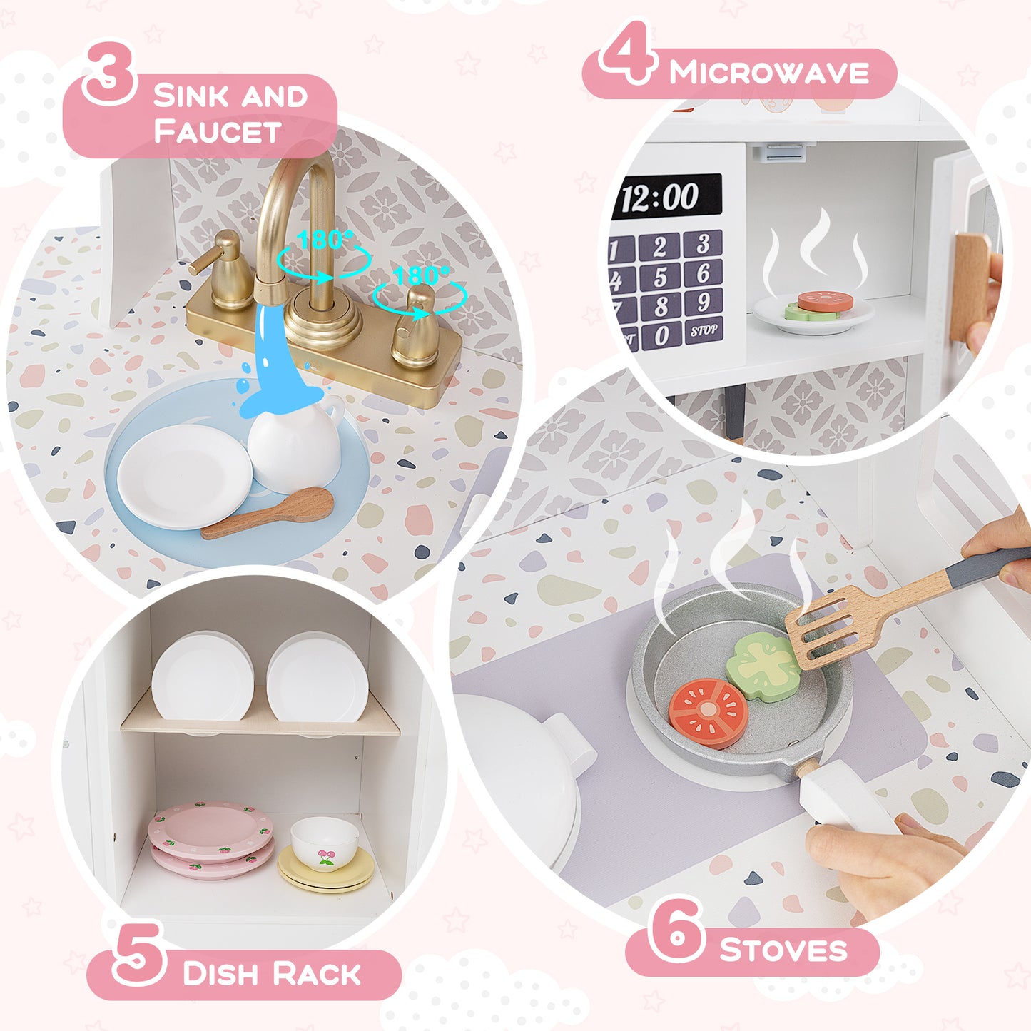 Kids Kitchen Set, Wooden, With Coffee Makers And Accessories, White Play Kitchen Sets at Gallery Canada