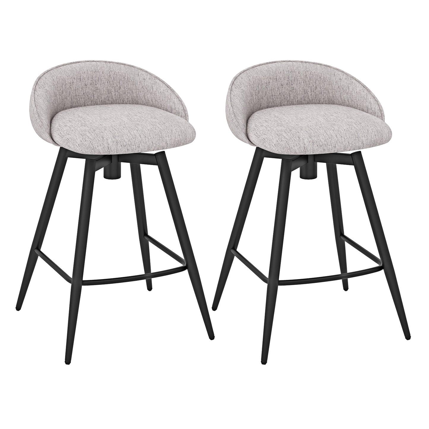 Upholstered Bar Stools Set of 2, With Footrest and Backrest, Gray Bar Stools at Gallery Canada