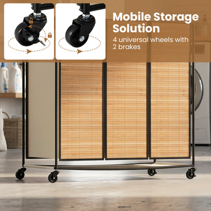 21.4 Gal Laundry Hamper With Lid, 3-Section, Lockable Wheels, Natural Laundry Baskets at Gallery Canada