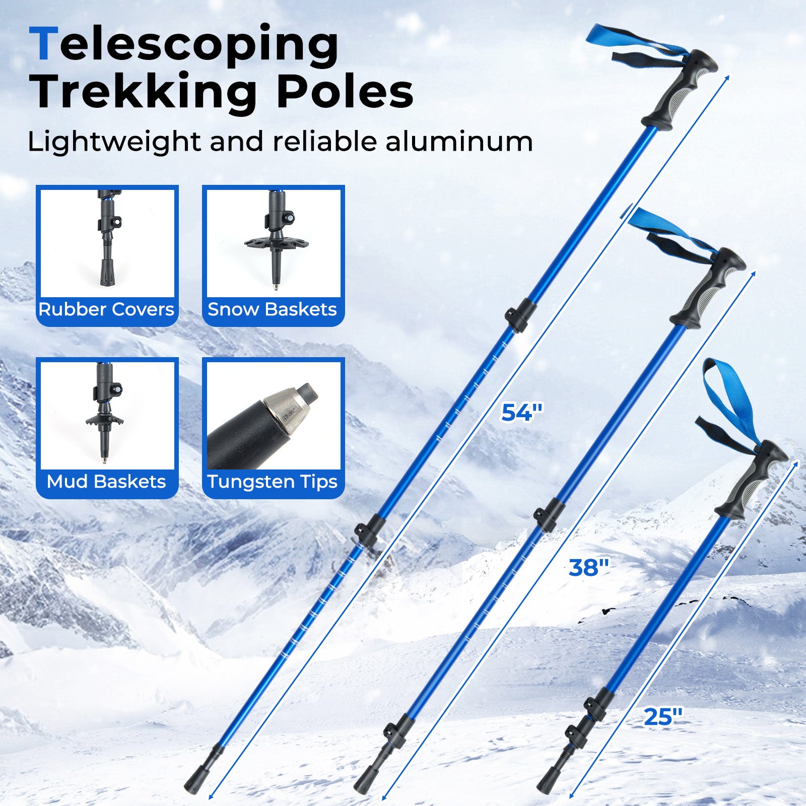 21” Snowshoes with Trekking Poles, Blue Winter Sports & Activities at Gallery Canada