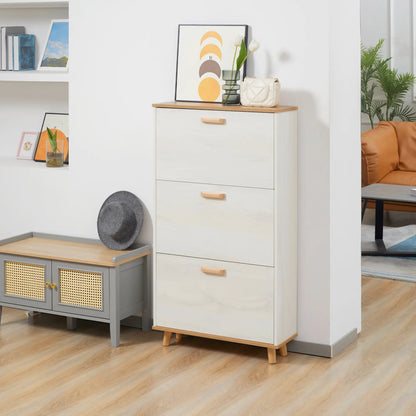 Modern Shoe Cabinet, 3 Flip Drawers, Adjustable Shelf, 12 Pair, White Shoe Storage Cabinets & Racks at Gallery Canada
