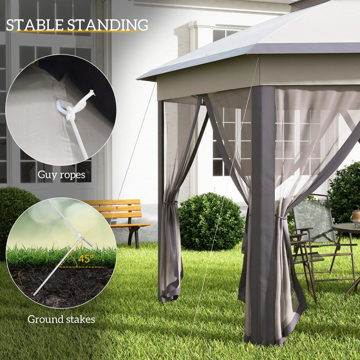 13' x 13' Pop Up Canopy Tent, Netting, Carry Bag, Coffee Beige Pop Up Canopies at Gallery Canada