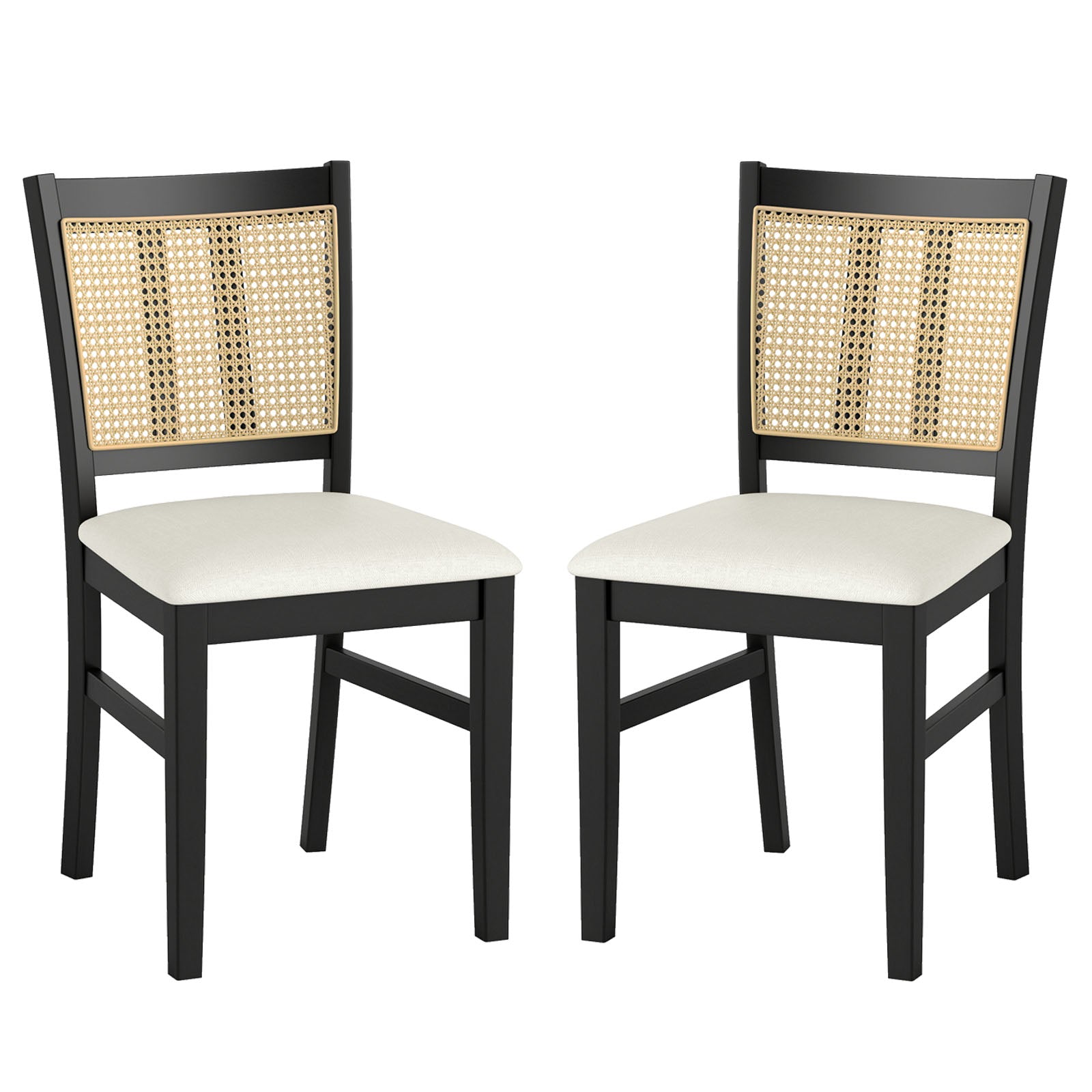 Farmhouse Rattan Dining Chair Set, 2 Pack, Rubber Wood Legs, Beige Dining Chairs at Gallery Canada