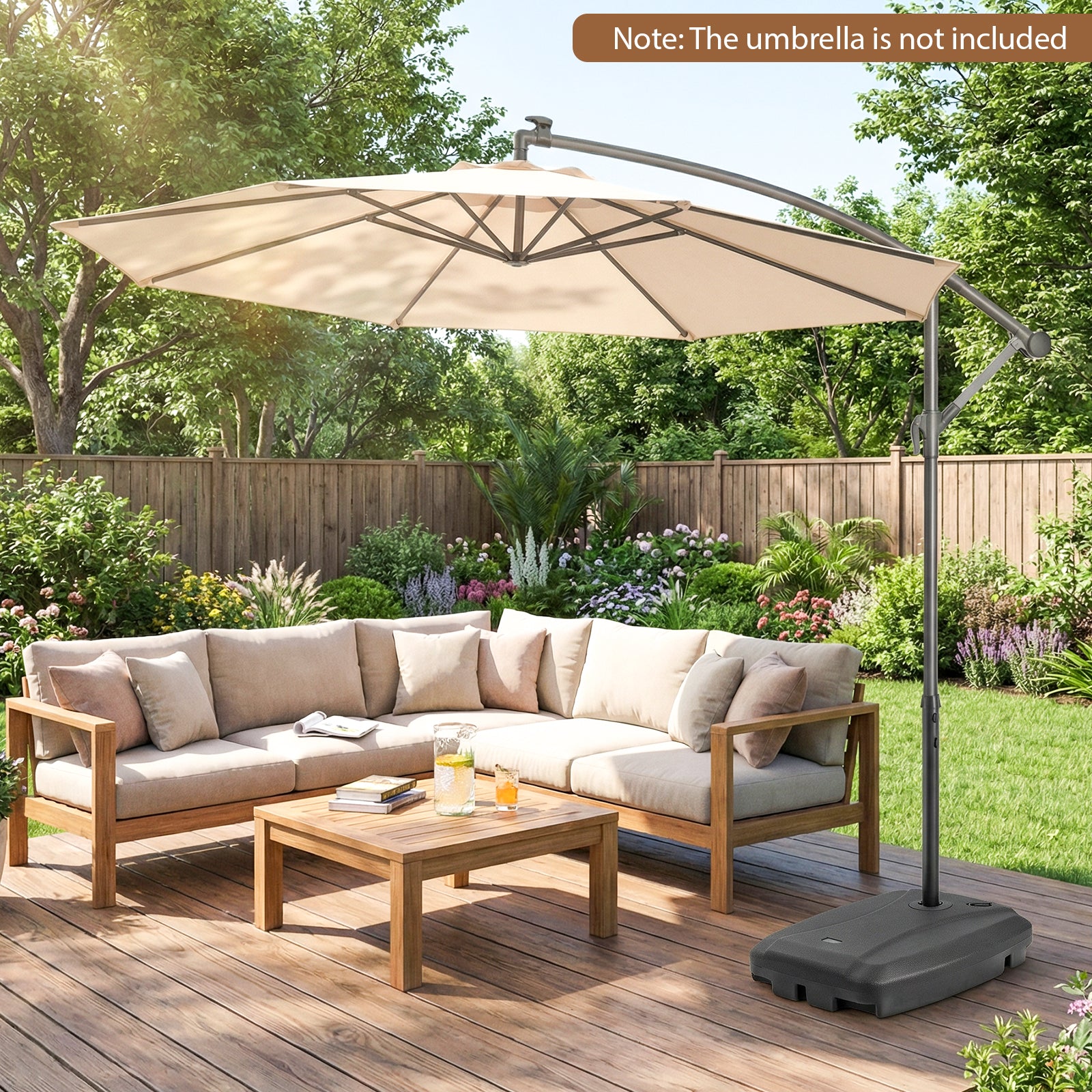 220 LBS Cantilever Patio Umbrella Base Stand with Wheels Fillable offset Umbrella Stand, Black Outdoor Umbrella Bases at Gallery Canada