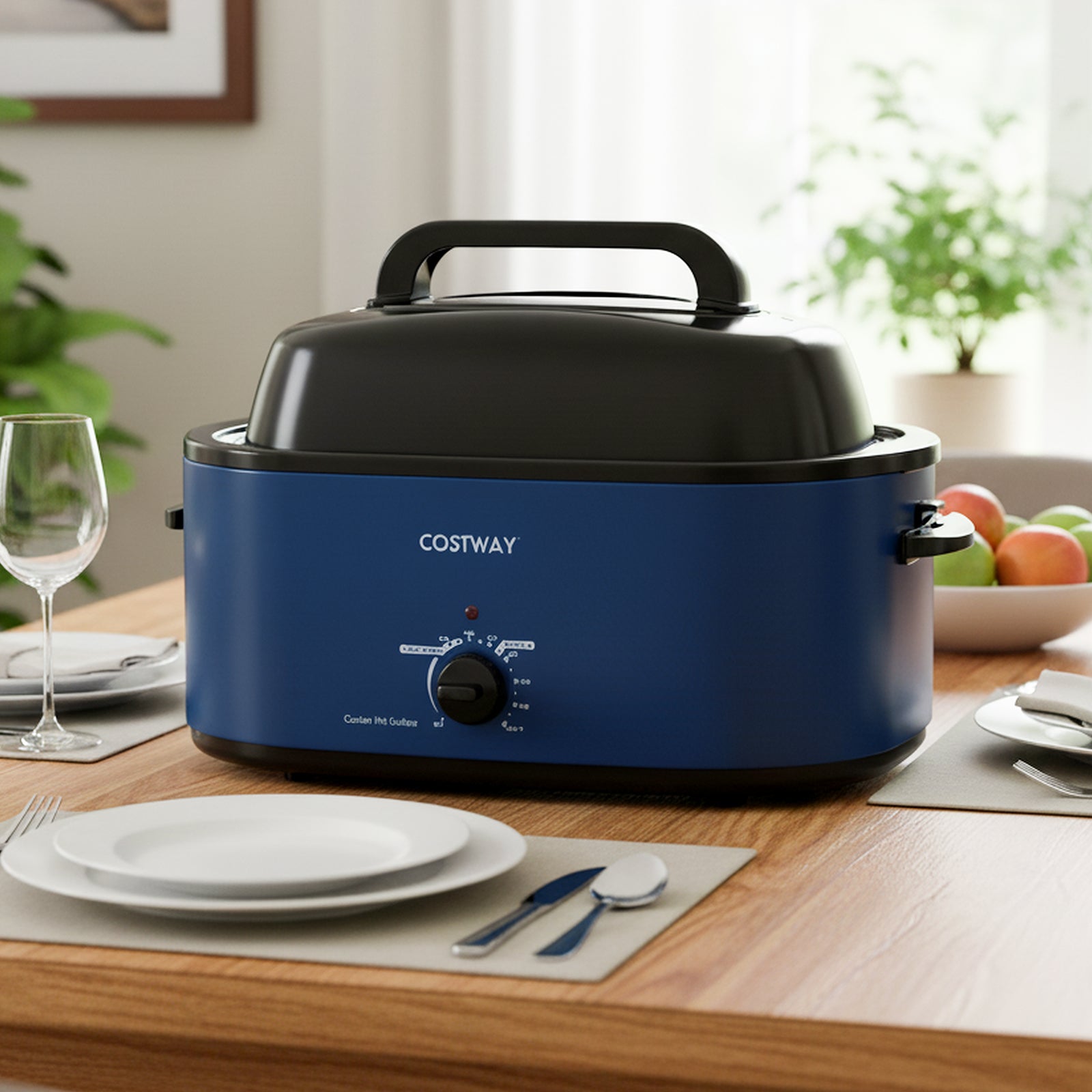 22QT Electric Roaster Oven Turkey Roaster with Visible and Self-Basting Lid, Navy Cookware & Bakeware at Gallery Canada