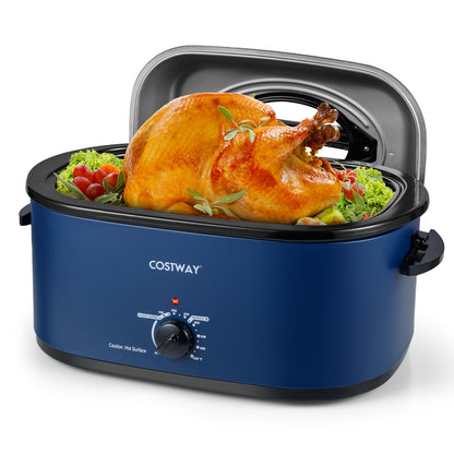 22QT Electric Roaster Oven Turkey Roaster with Visible and Self-Basting Lid, Navy Cookware & Bakeware at Gallery Canada