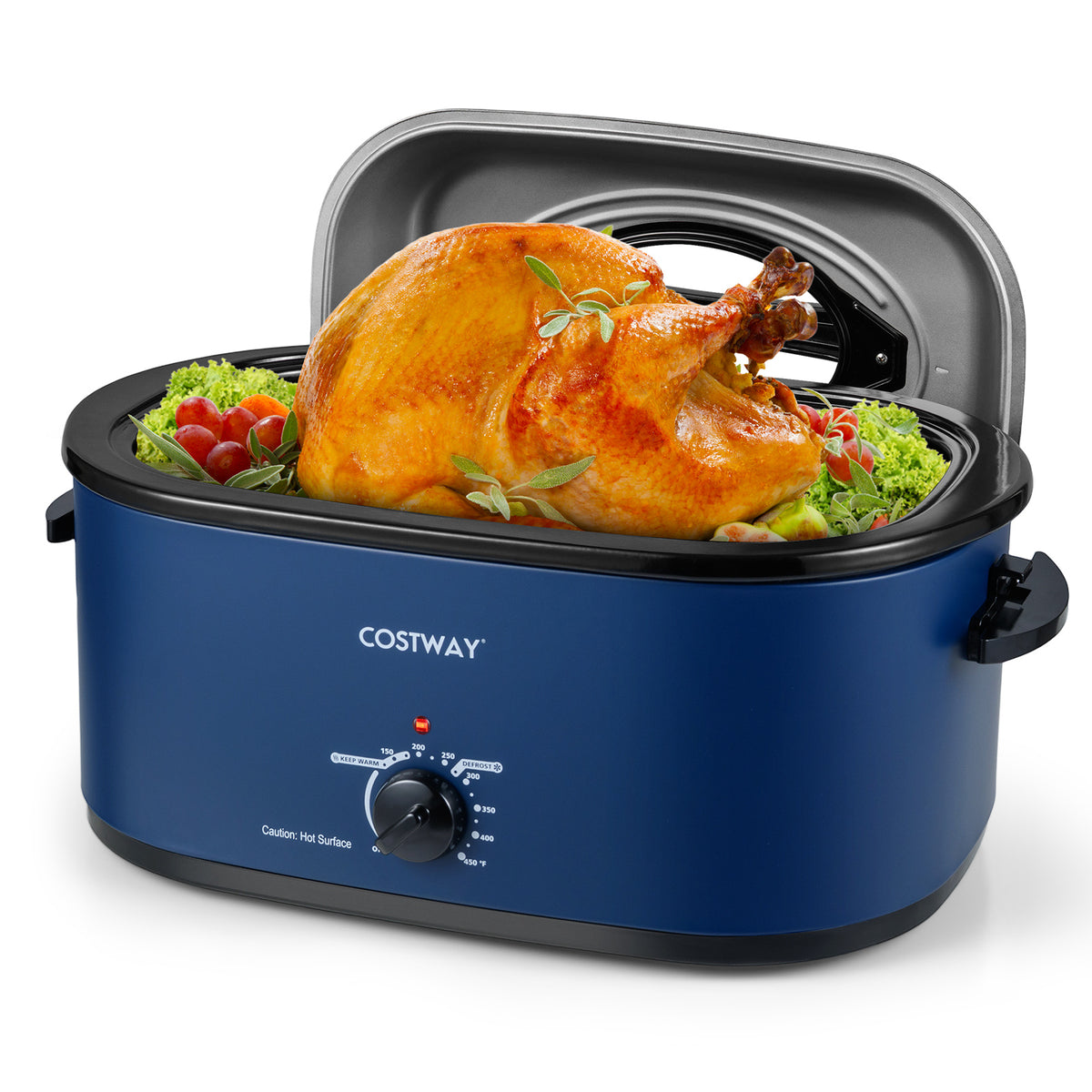 22QT Electric Roaster Oven Turkey Roaster with Visible and Self-Basting Lid, Navy Cookware & Bakeware Navy at Gallery Canada
