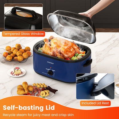22QT Electric Roaster Oven Turkey Roaster with Visible and Self-Basting Lid, Navy Cookware & Bakeware at Gallery Canada