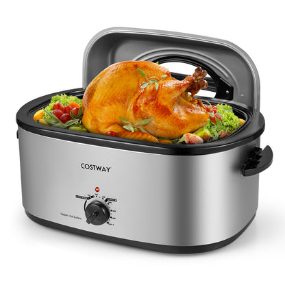 22QT Electric Roaster Oven, Self-Basting Lid, Silver Cookware & Bakeware at Gallery Canada