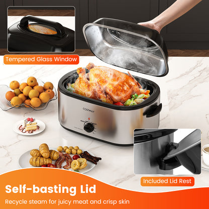 22QT Electric Roaster Oven, Self-Basting Lid, Silver Cookware & Bakeware at Gallery Canada
