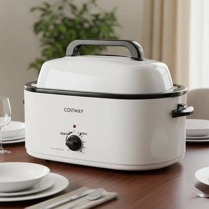 22QT Electric Roaster Oven, Self-Basting Lid, White Cookware & Bakeware at Gallery Canada