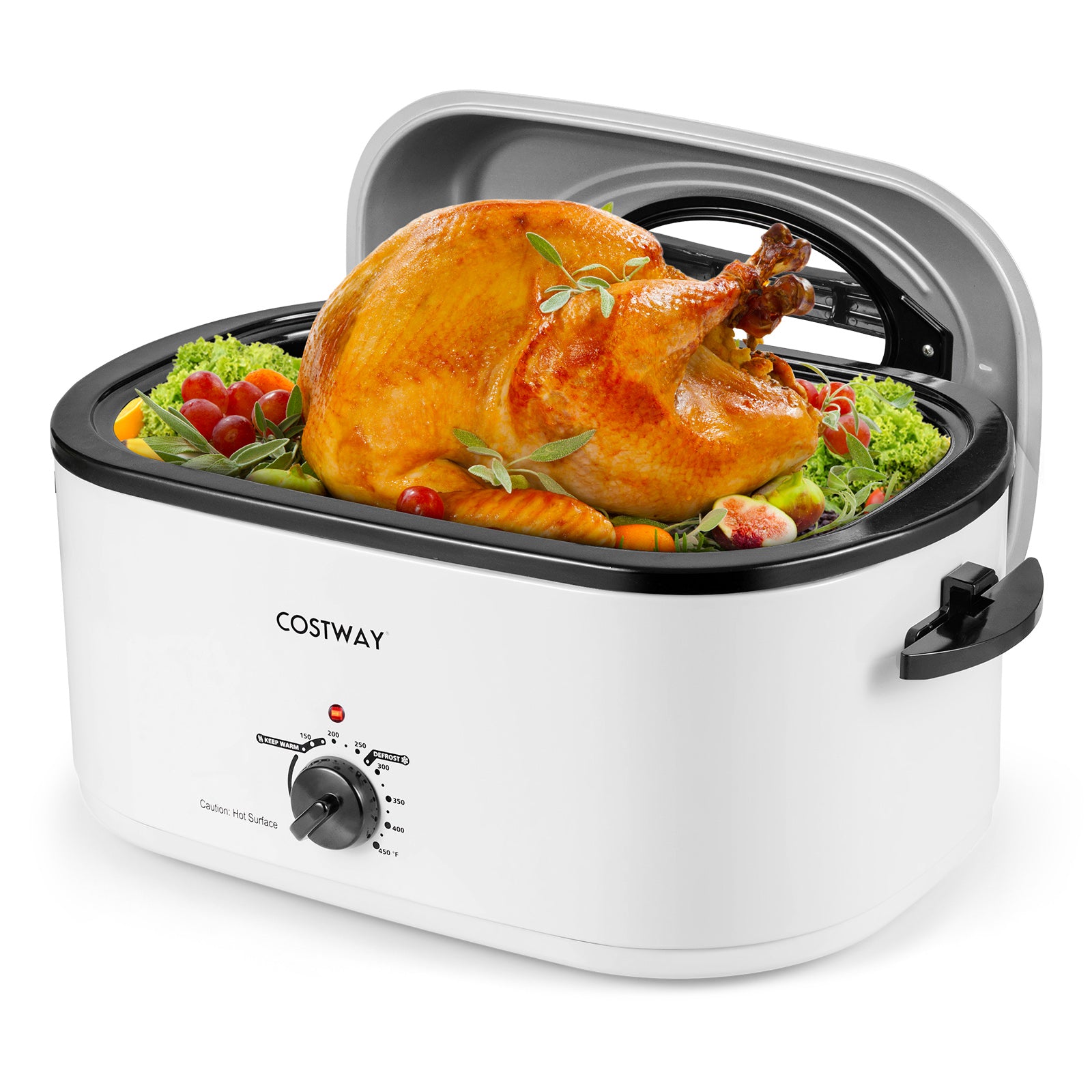22QT Electric Roaster Oven, Self-Basting Lid, White Cookware & Bakeware at Gallery Canada