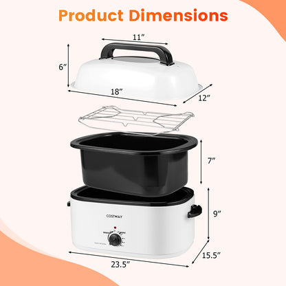 22QT Electric Roaster Oven, Self-Basting Lid, White Cookware & Bakeware at Gallery Canada