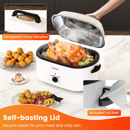 22QT Electric Roaster Oven, Self-Basting Lid, White Cookware & Bakeware at Gallery Canada