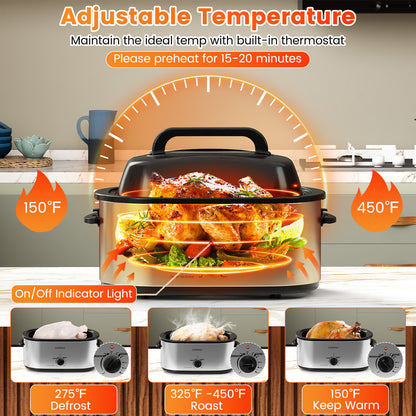 22QT Electric Roaster Oven, Self-Basting Lid, Silver Cookware & Bakeware at Gallery Canada
