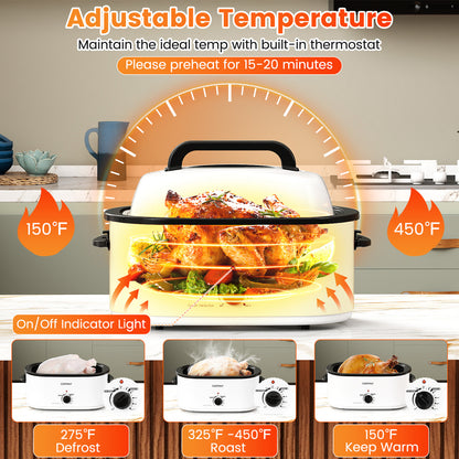 22QT Electric Roaster Oven, Self-Basting Lid, White Cookware & Bakeware at Gallery Canada
