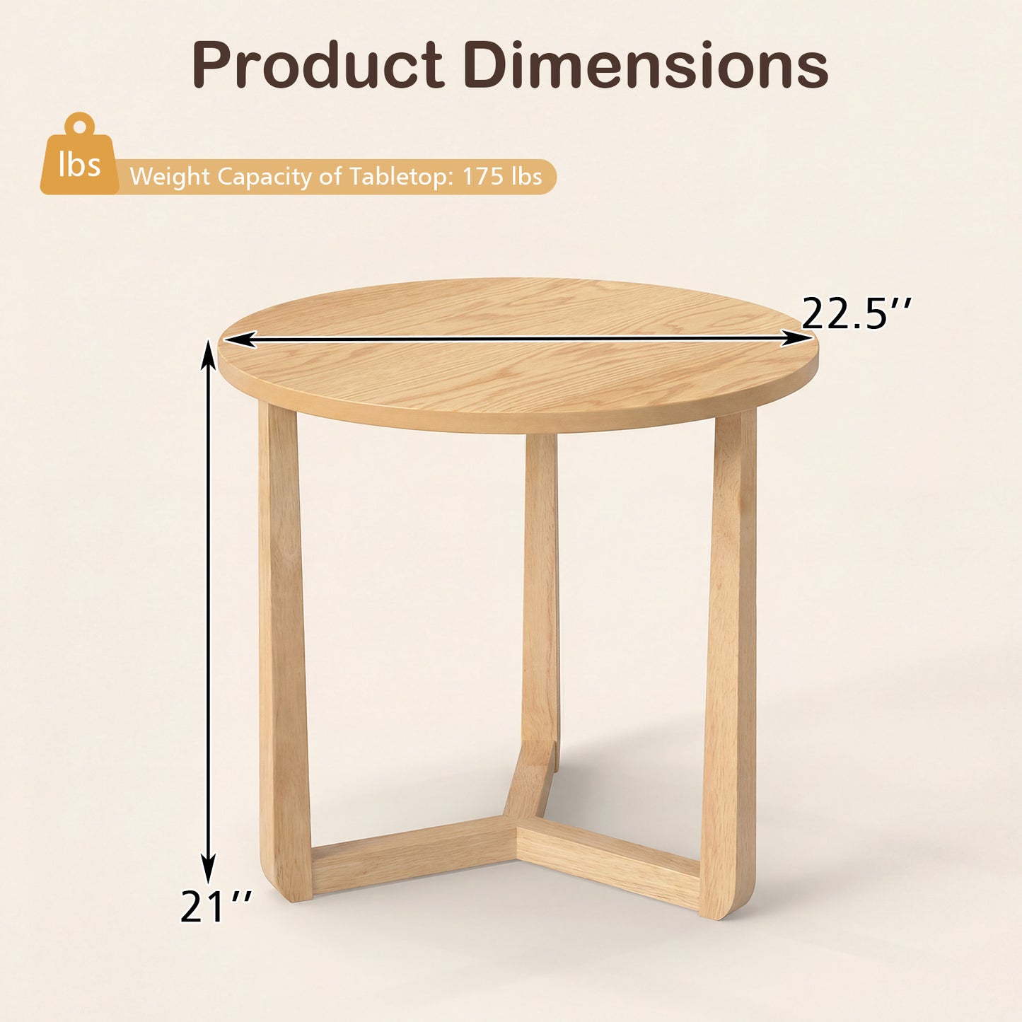 22.5 Inch Round Side Table, Farmhouse End Table, Natural End & Side Tables at Gallery Canada