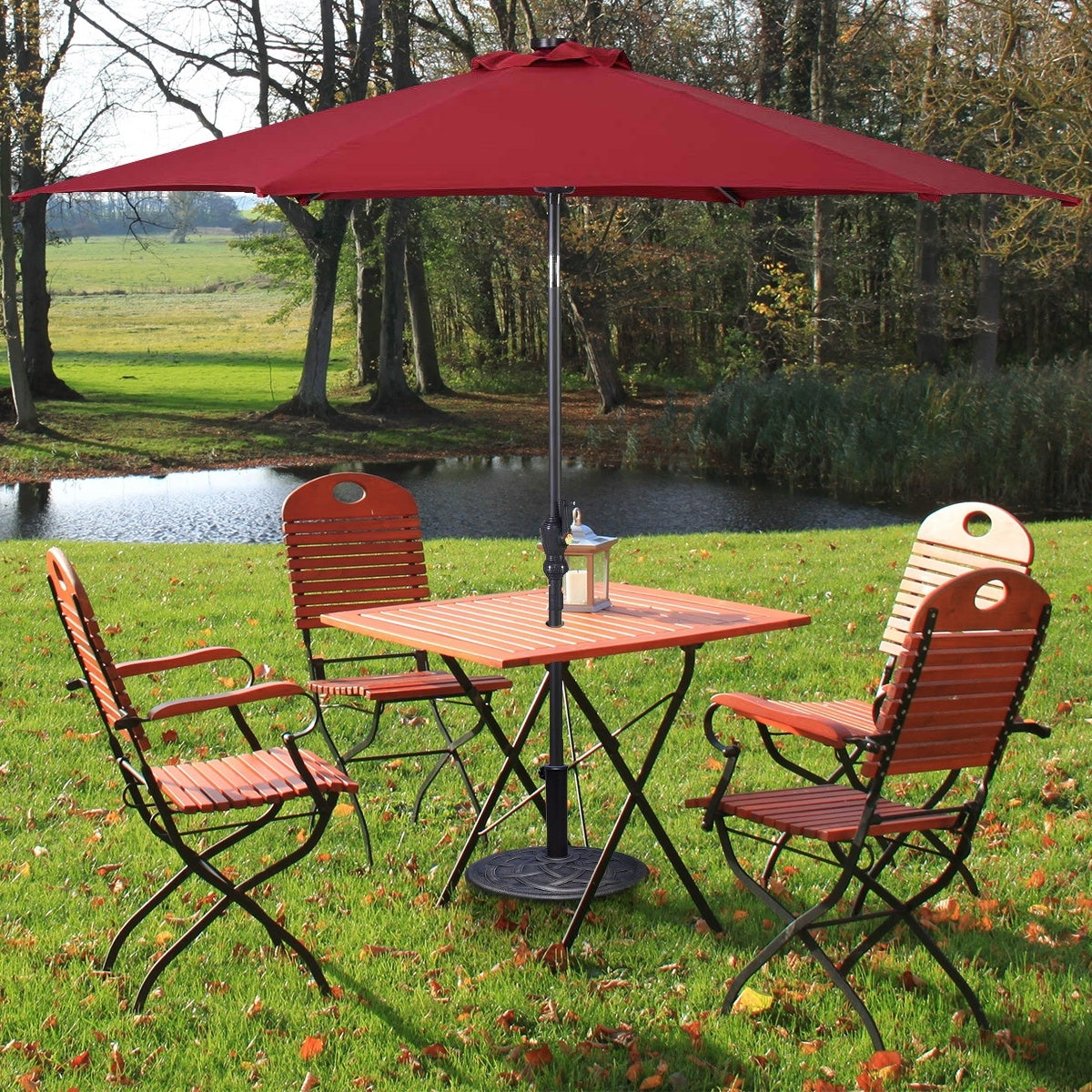 22 Inch Heavy Duty Round Umbrella Base Stand, Bronze Outdoor Umbrella Bases at Gallery Canada