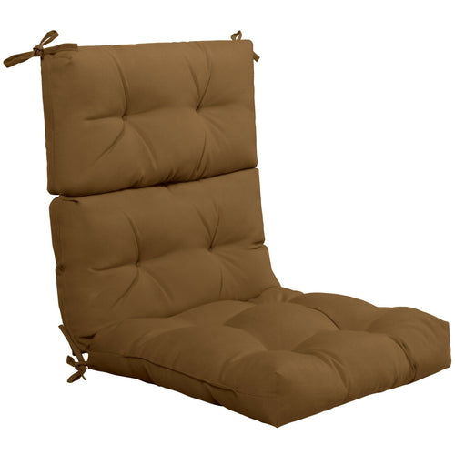 22 x 44 Inch Tufted Outdoor Patio Chair Pad, Brown