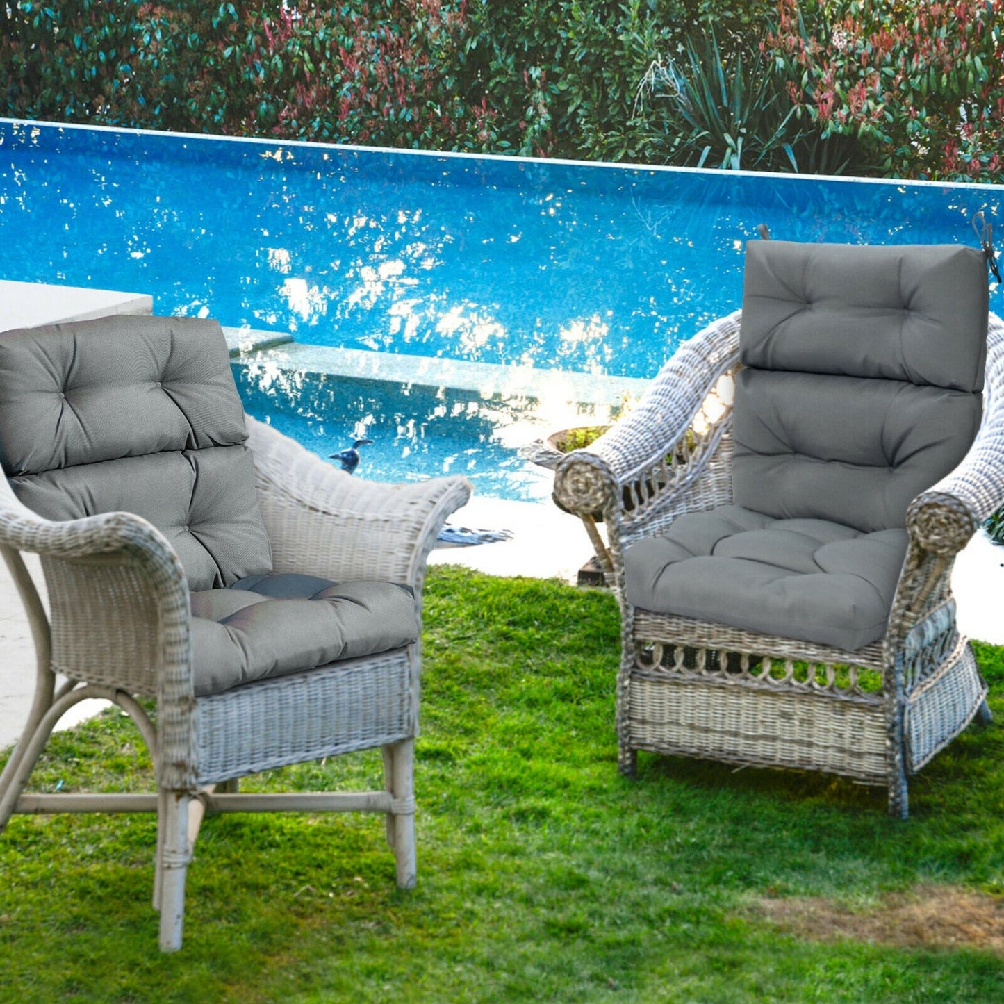 22 x 44 Inch Tufted Outdoor Patio Chair Pad, Gray Outdoor Furniture Accessories at Gallery Canada