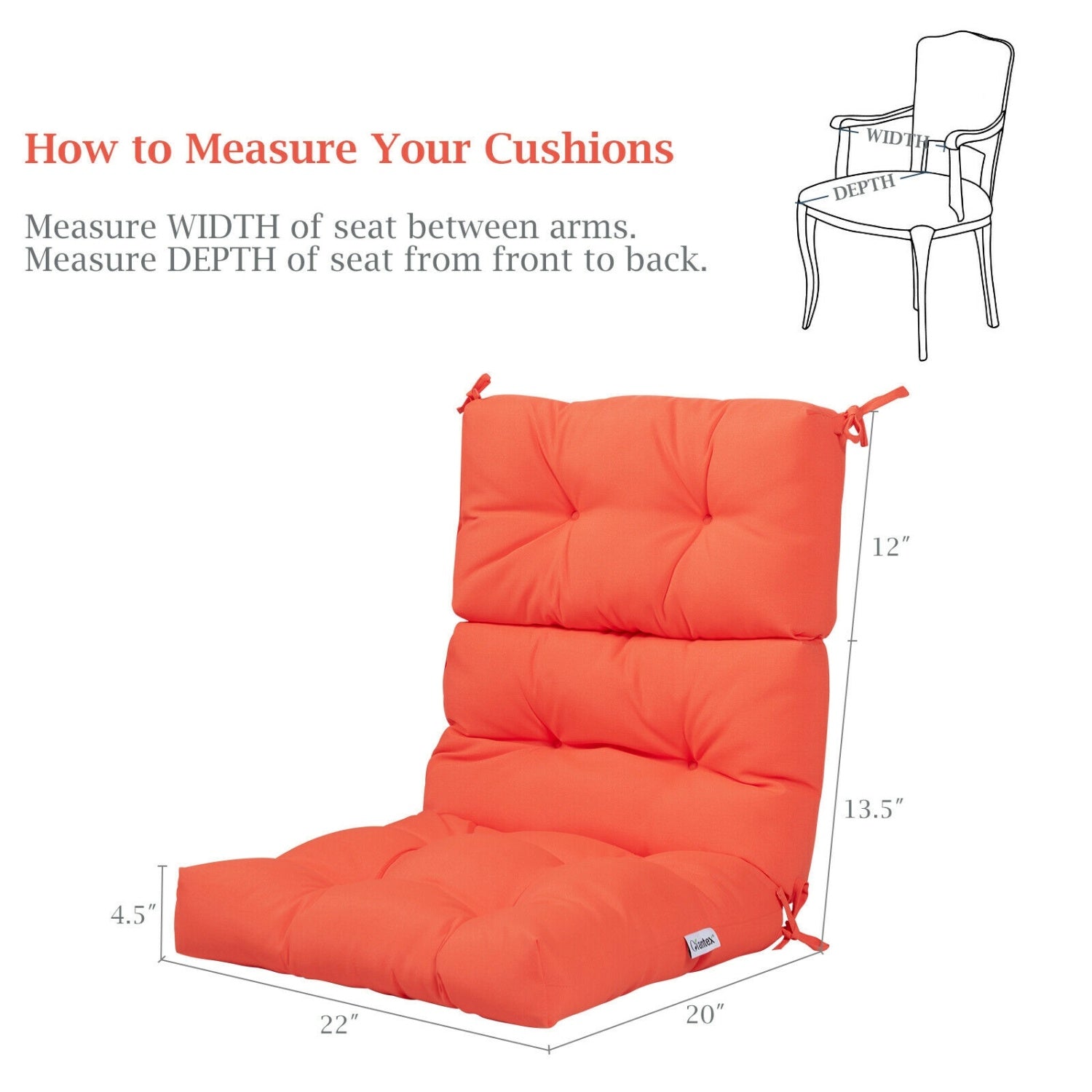 22 x 44 Inch Tufted Outdoor Patio Chair Pad, Orange Outdoor Furniture Accessories at Gallery Canada