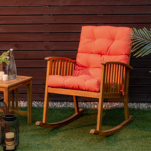 22 x 44 Inch Tufted Outdoor Patio Chair Pad, Orange