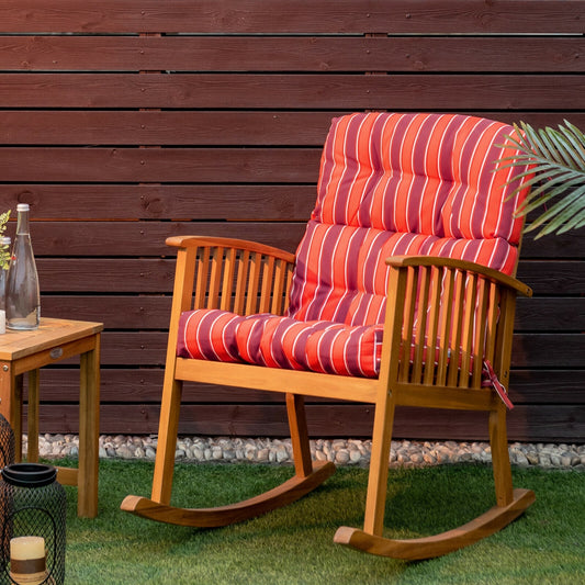 22 x 44 Inch Tufted Outdoor Patio Chair Pad, Red Outdoor Furniture Accessories Red at Gallery Canada