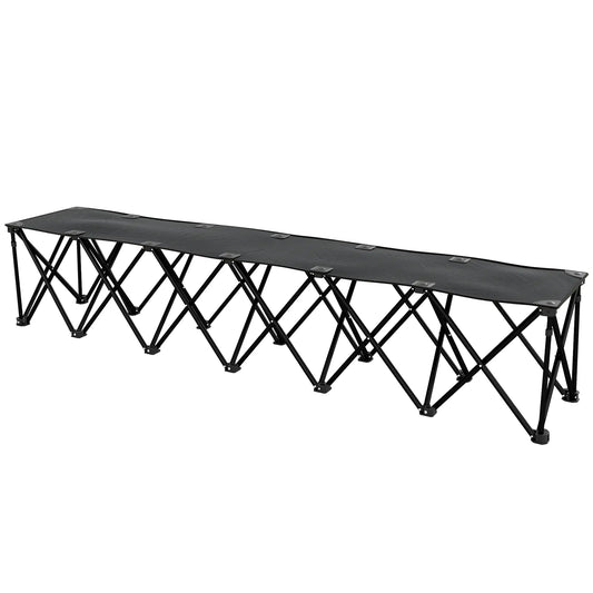 6-Seater Folding Camping Chair, Team Bench with Carry Bag Picnic Tables & Camping Chairs Black at Gallery Canada
