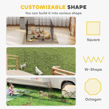 Foldable Metal Dog Playpen, Expandable Pet Fence, 20" x 24", 8 Panels, Black Dog PlayPens at Gallery Canada