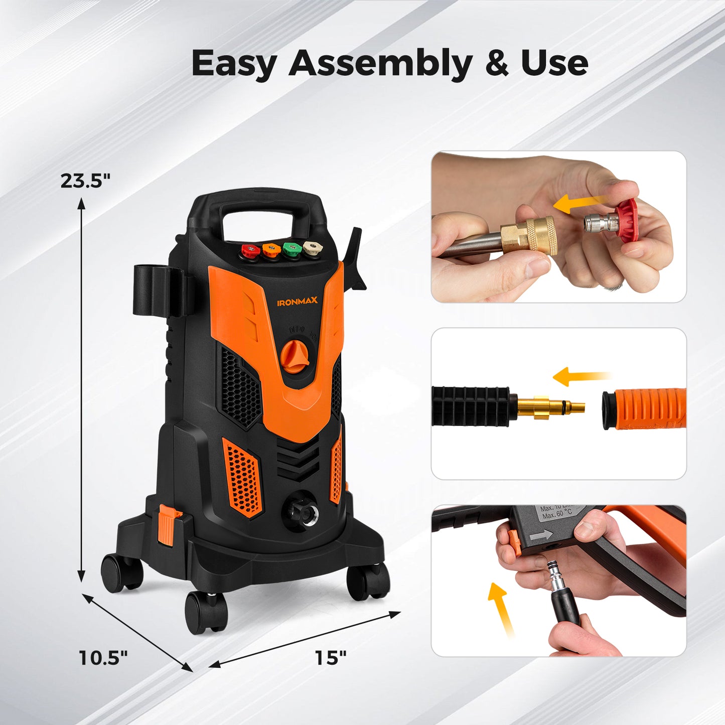 2300 PSI 1.8 GPM Electric High Pressure Power Washer, Orange Pressure Washers at Gallery Canada
