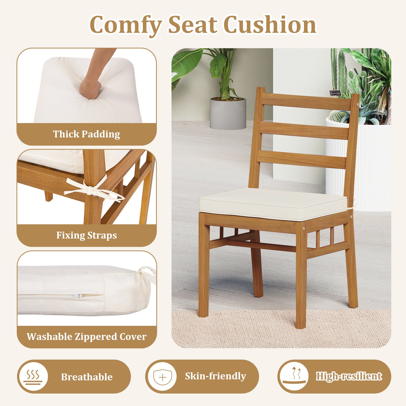 Outdoor Wooden Dining Chair Set, 4 Chairs, White Patio Dining Chairs at Gallery Canada